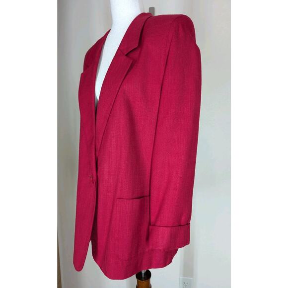 Vintage 1990s Preview Collection Petites Red Soft Blazer Jacket USA Union Made - Picture 2 of 11